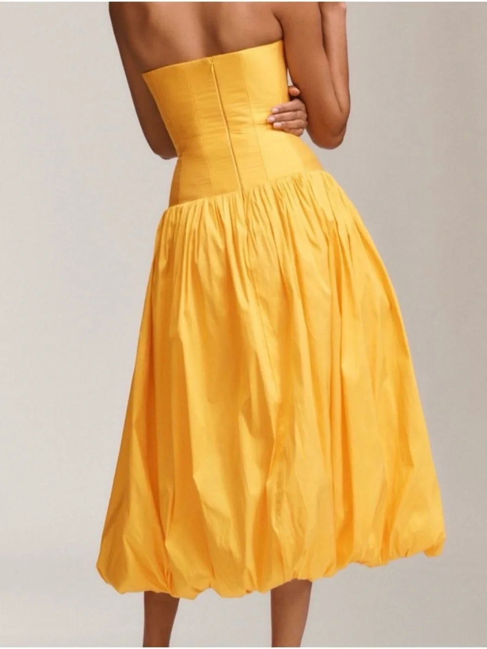 Anthropologie Strapless Golden Yellow Midi Dress - Picture 2 of 2